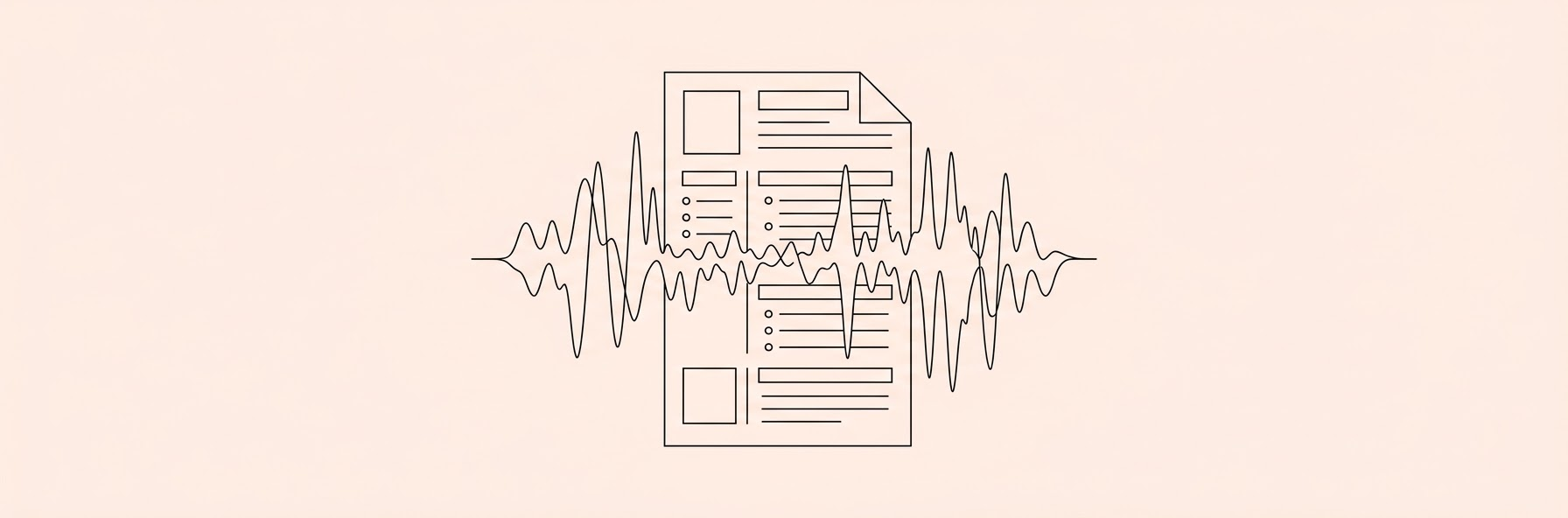 digital sound waves intersecting with a stylized professional resume document