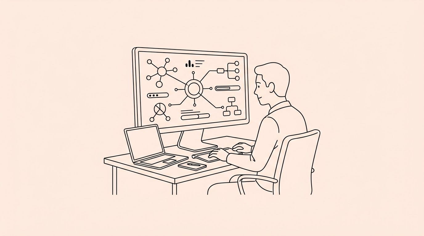 recruiter working at a modern dashboard showing connected hiring data