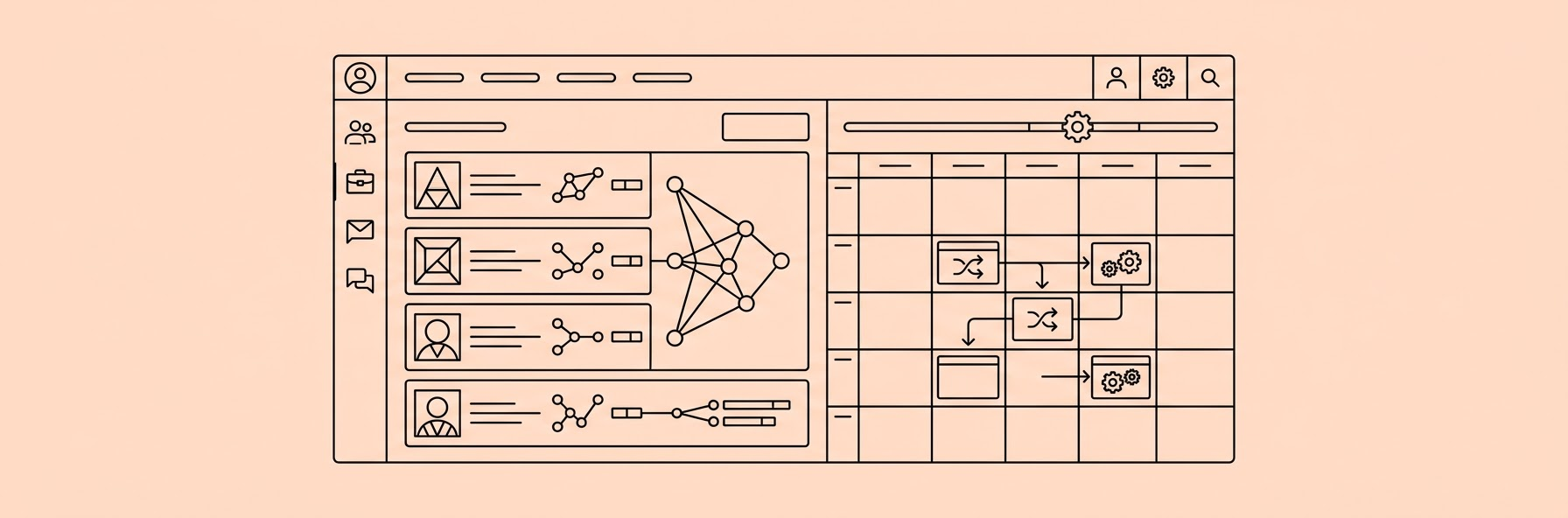 a sleek modern recruitment software dashboard displaying AI candidate matching and automated interview schedules