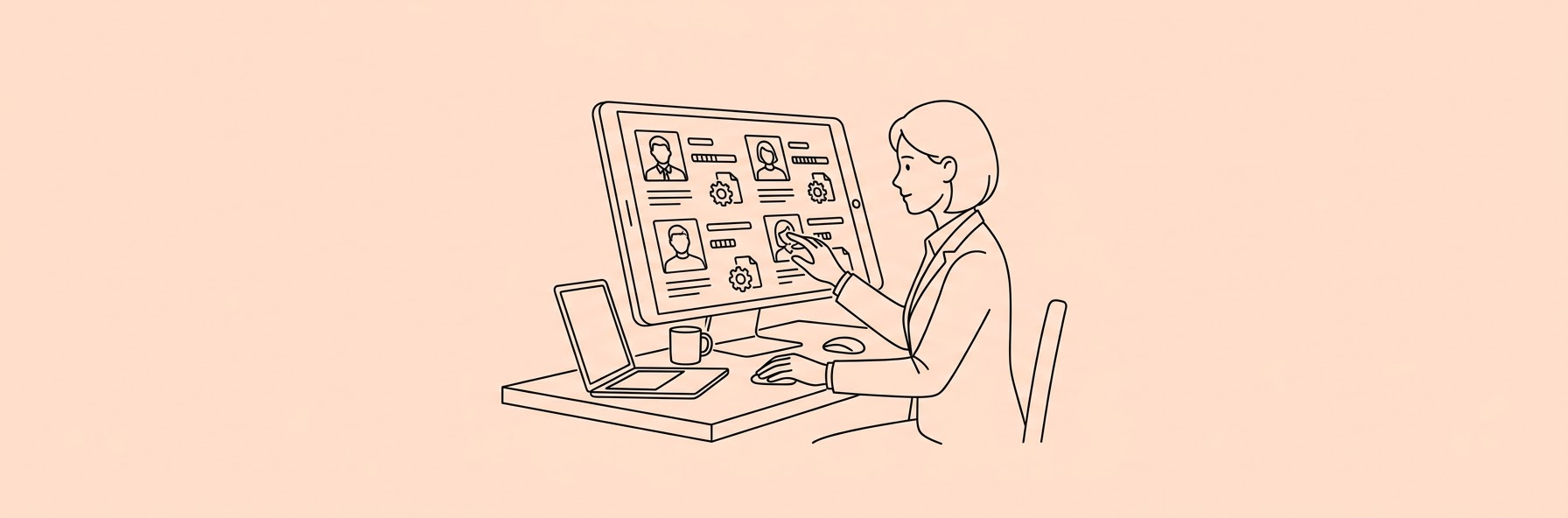a professional recruiter reviewing digital candidate profiles on a modern interface