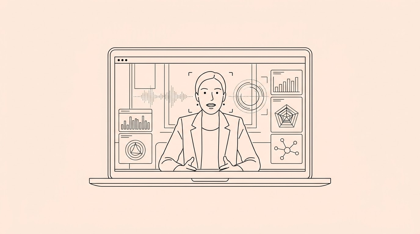 Real-time AI video interview interface analyzing a job candidate