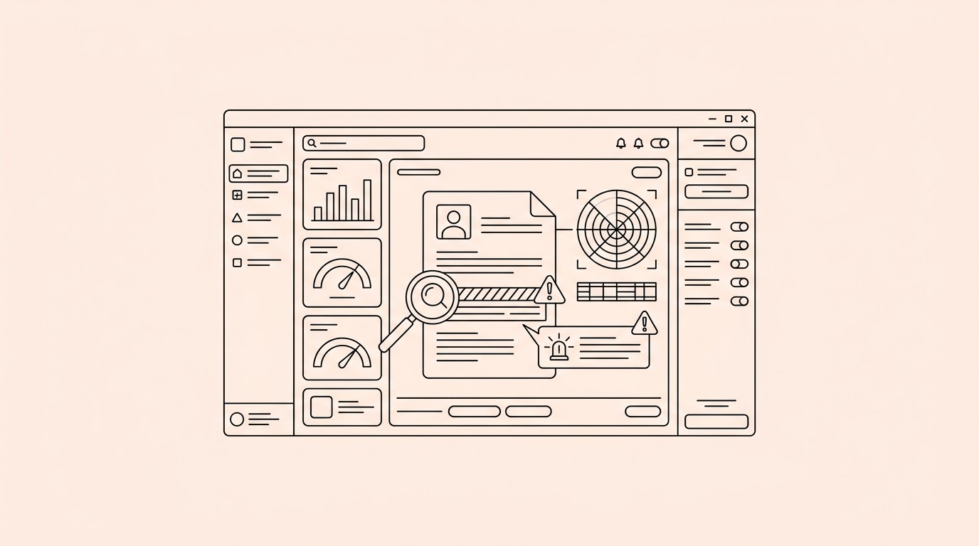 A modern digital dashboard highlighting a resume scanning interface that flags AI-generated text.